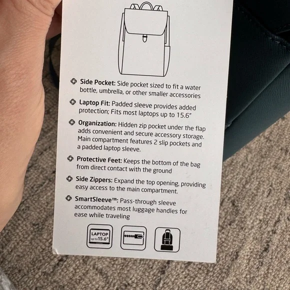 Samsonite Executive Leather Flap Backpack - Picture 3 of 7